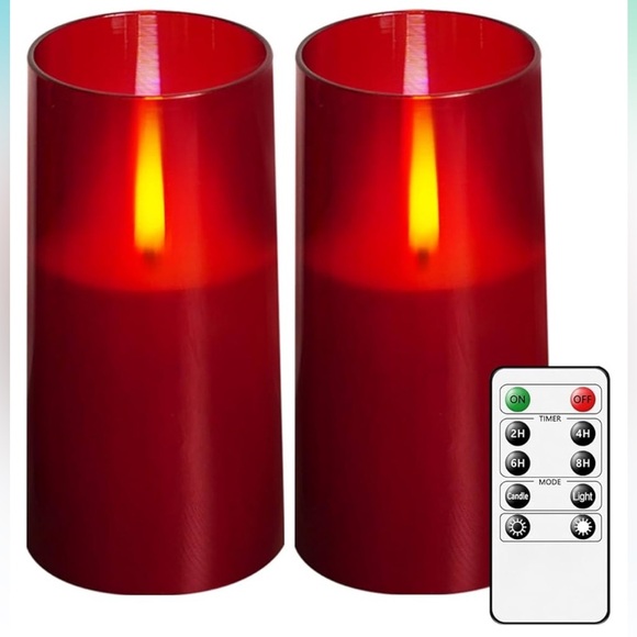 Red Flameless LED Candle Set with remote set - Picture 1 of 3